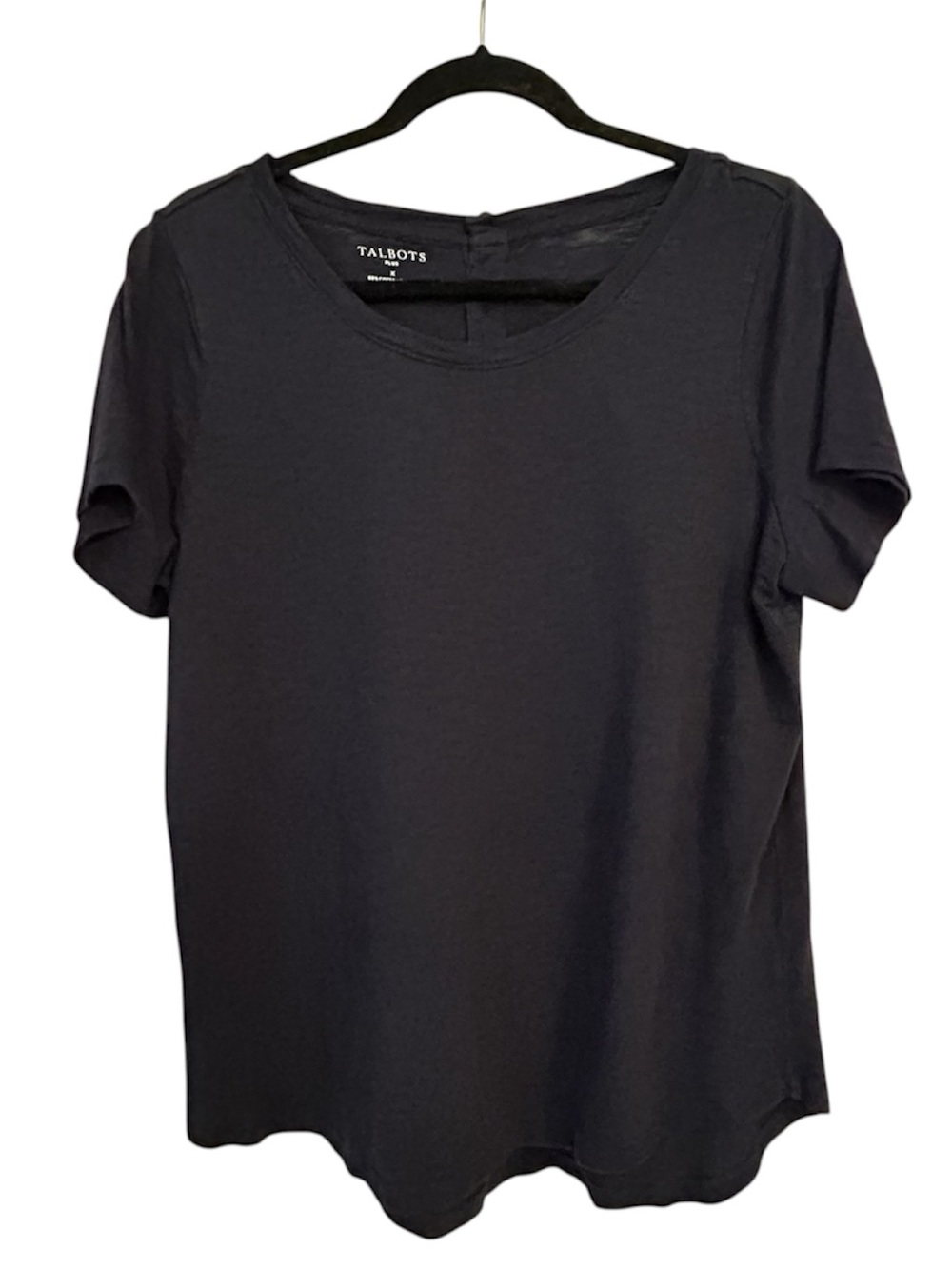 Talbots Dark Navy Crewneck Short-Sleeve Button Back Cotton Blend Tee Size 0X